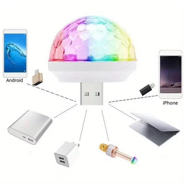 Mini lampes disco USB avec 3 adaptateurs pour fêtes – Image 8