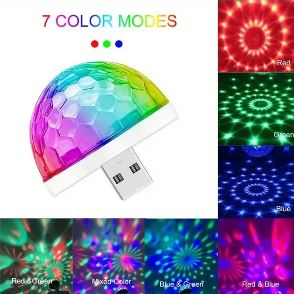 Mini lampes disco USB avec 3 adaptateurs pour fêtes – Image 9