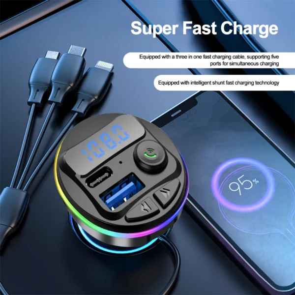 MP3 voiture Bluetooth avec Cable Charge Rapide – Image 4