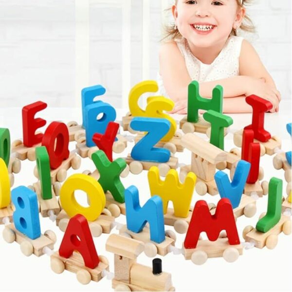 Ensemble de Jouets de Train Alphabet en Bois