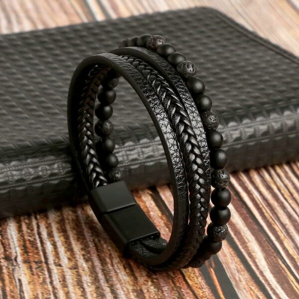 Bracelet triple noir en aimant – Image 3