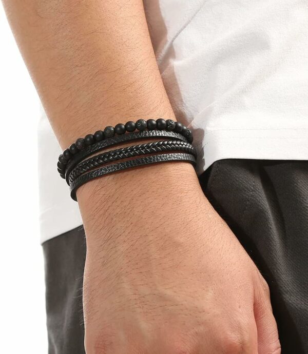 Bracelet triple noir en aimant – Image 4