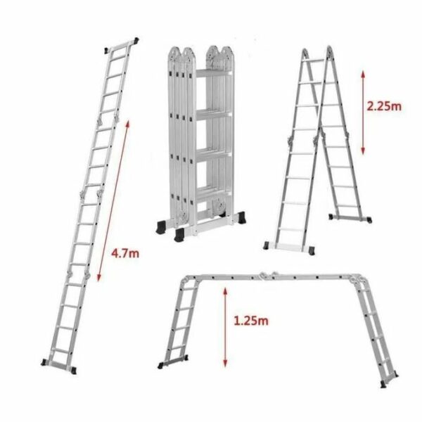 Echelle télescopique en aluminium 4.7m 4x4 Marches